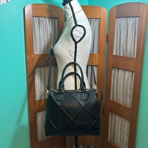 Mellow World Black Crossbody Bag with Geometric Pattern